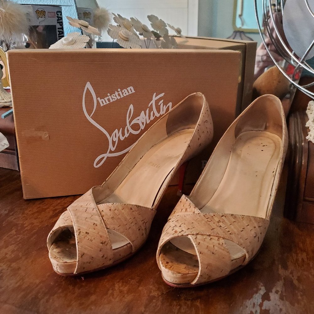 Christian Louboutin Cork Peep Toe 85 Heel